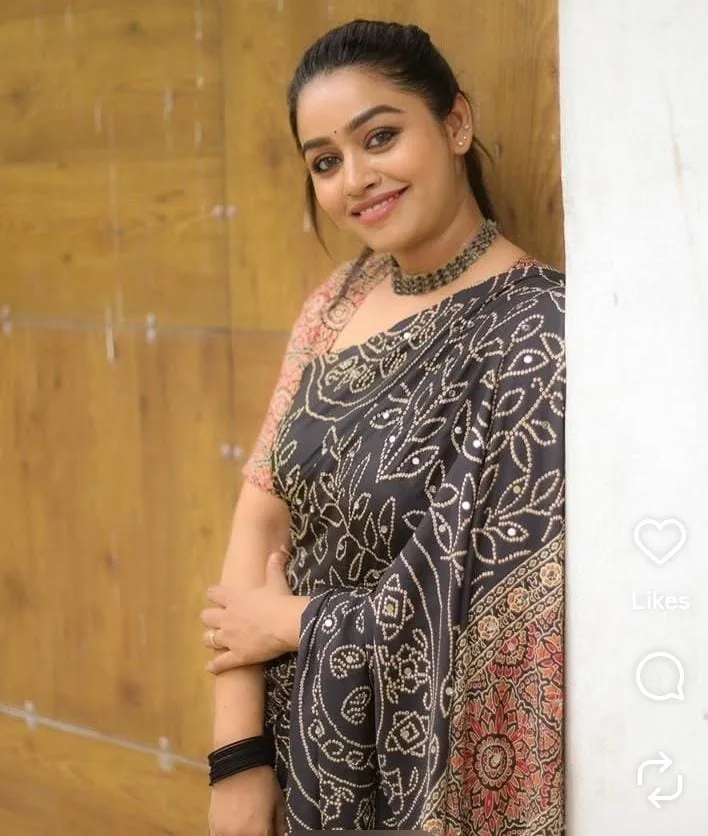 Ajrak Mirror work Saree - Crape Silk