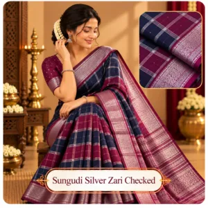 Sungudi Silver Zari Checked